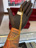 Cadena cubana corte brillo oro 14k