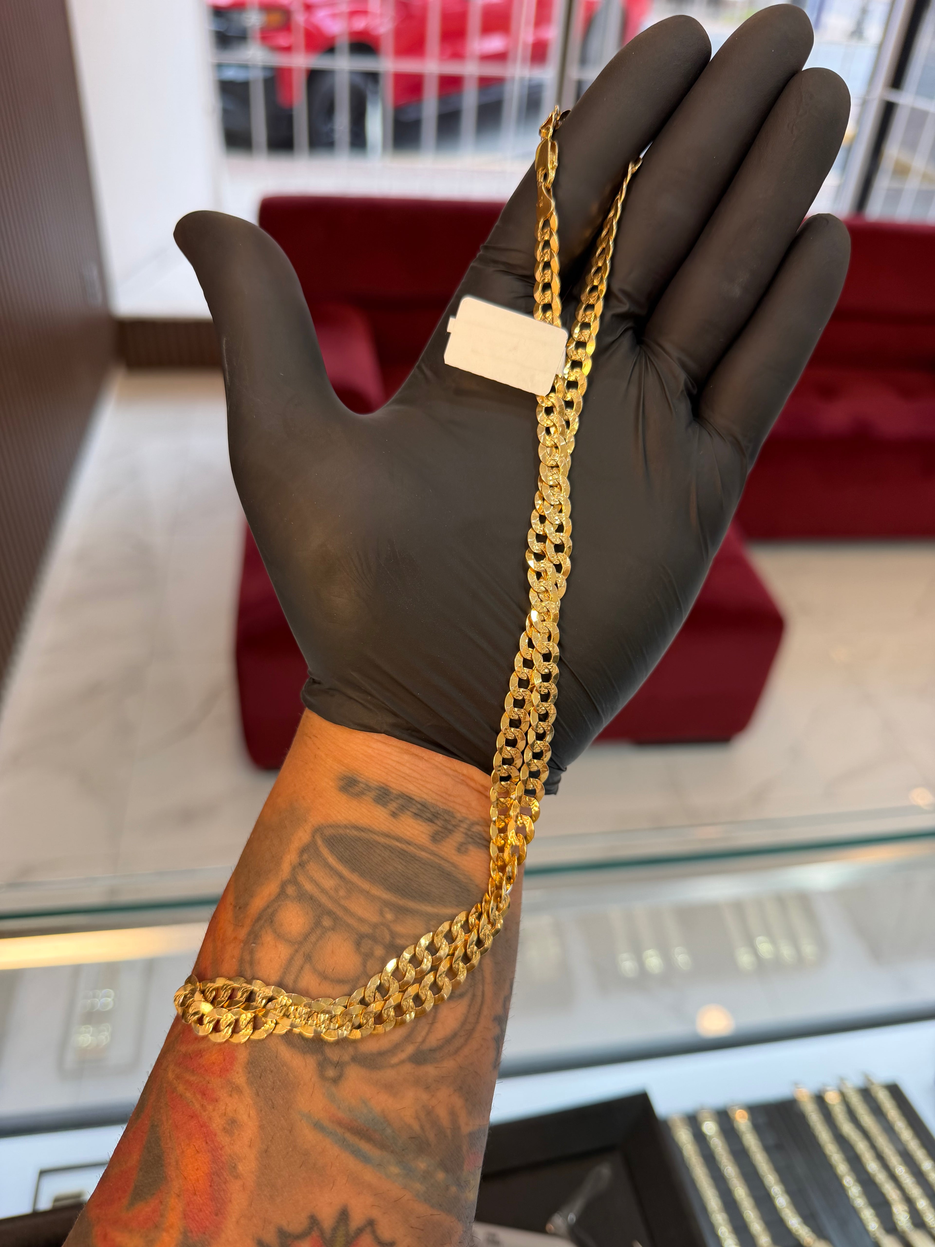 Cadena cubana corte brillo oro 14k