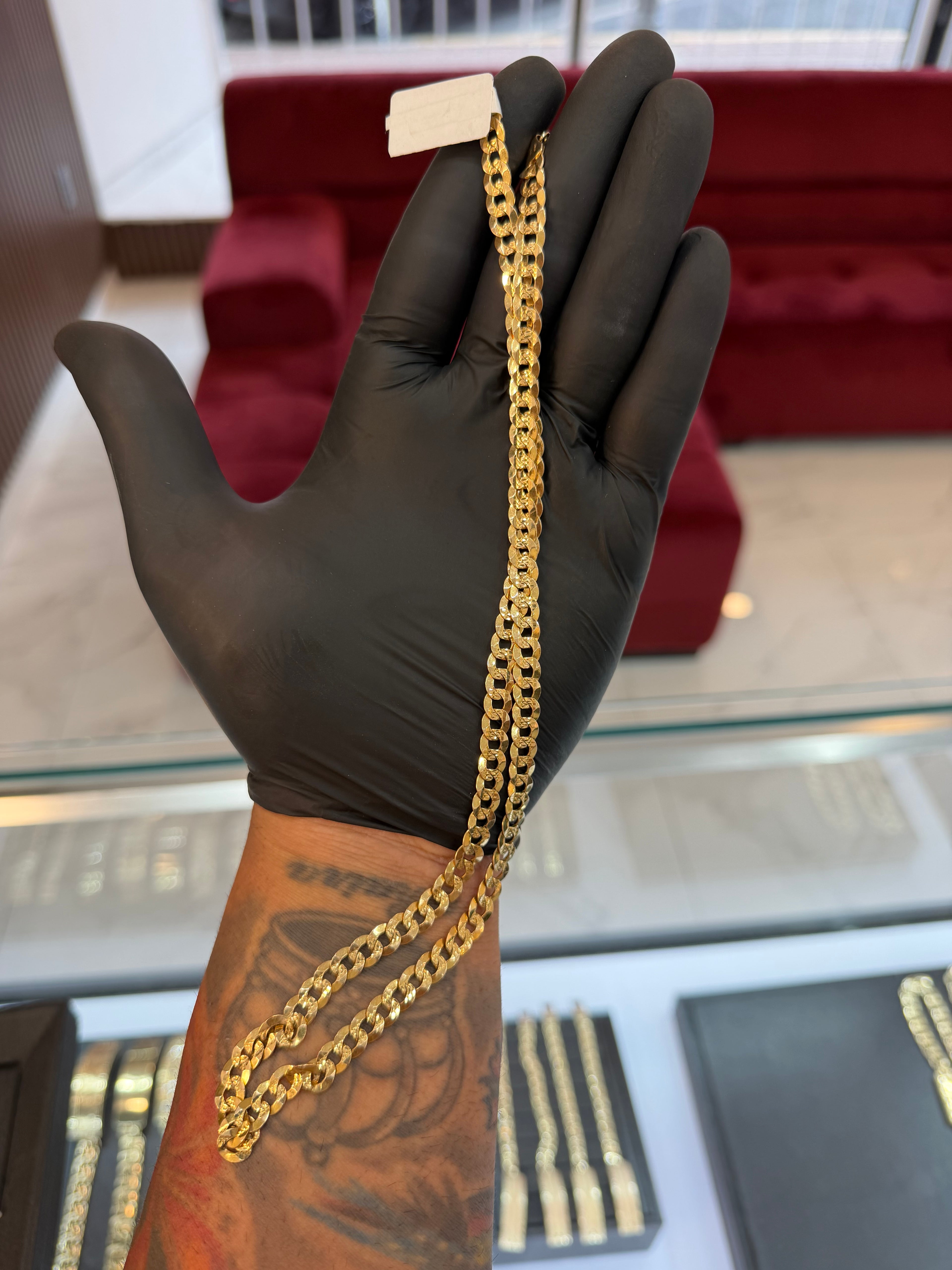 Cadena cubana corte brillo oro 14k