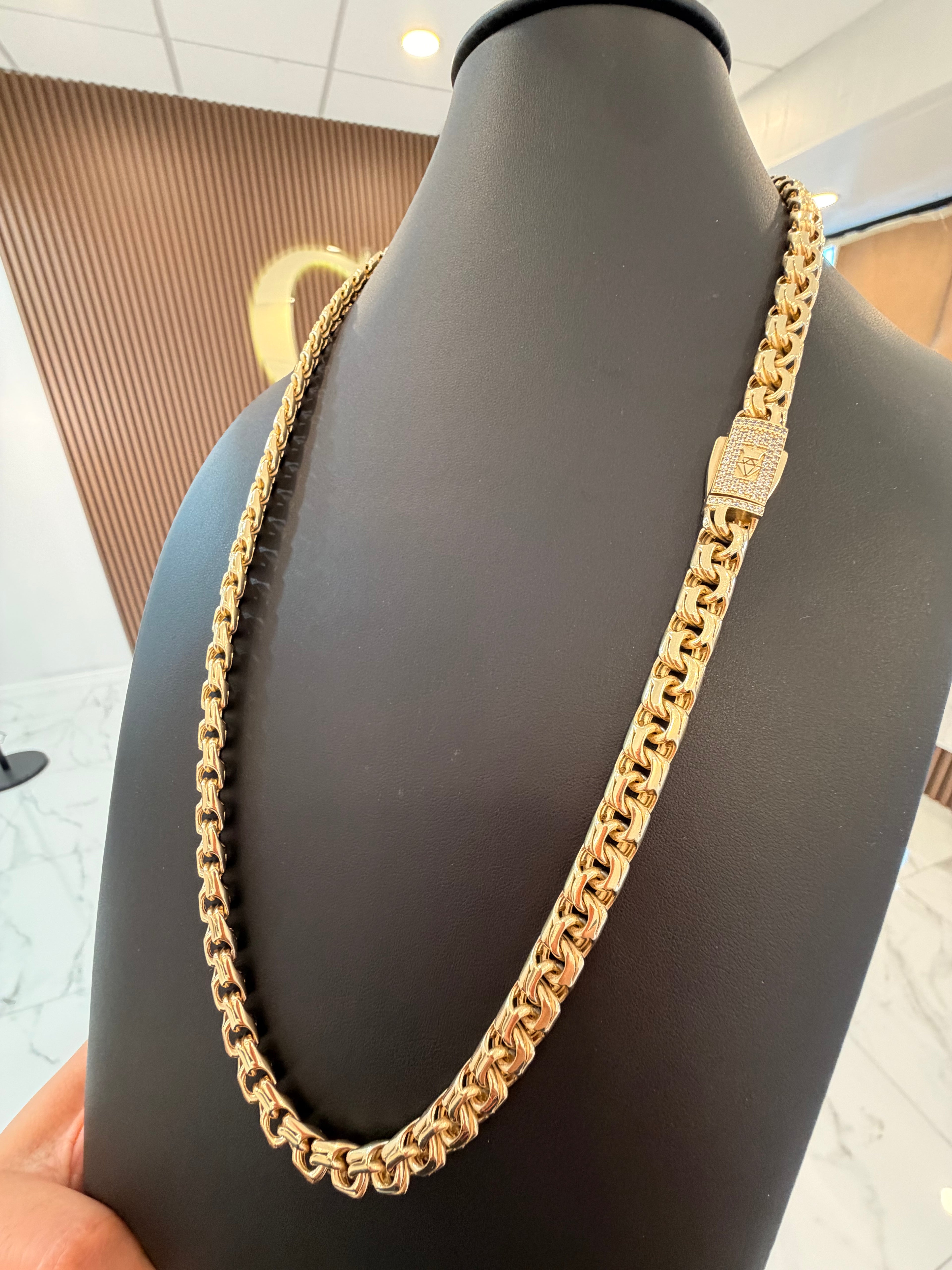 CADENA TEJIDO CHINO SEMI SÓLIDA ORO 10K