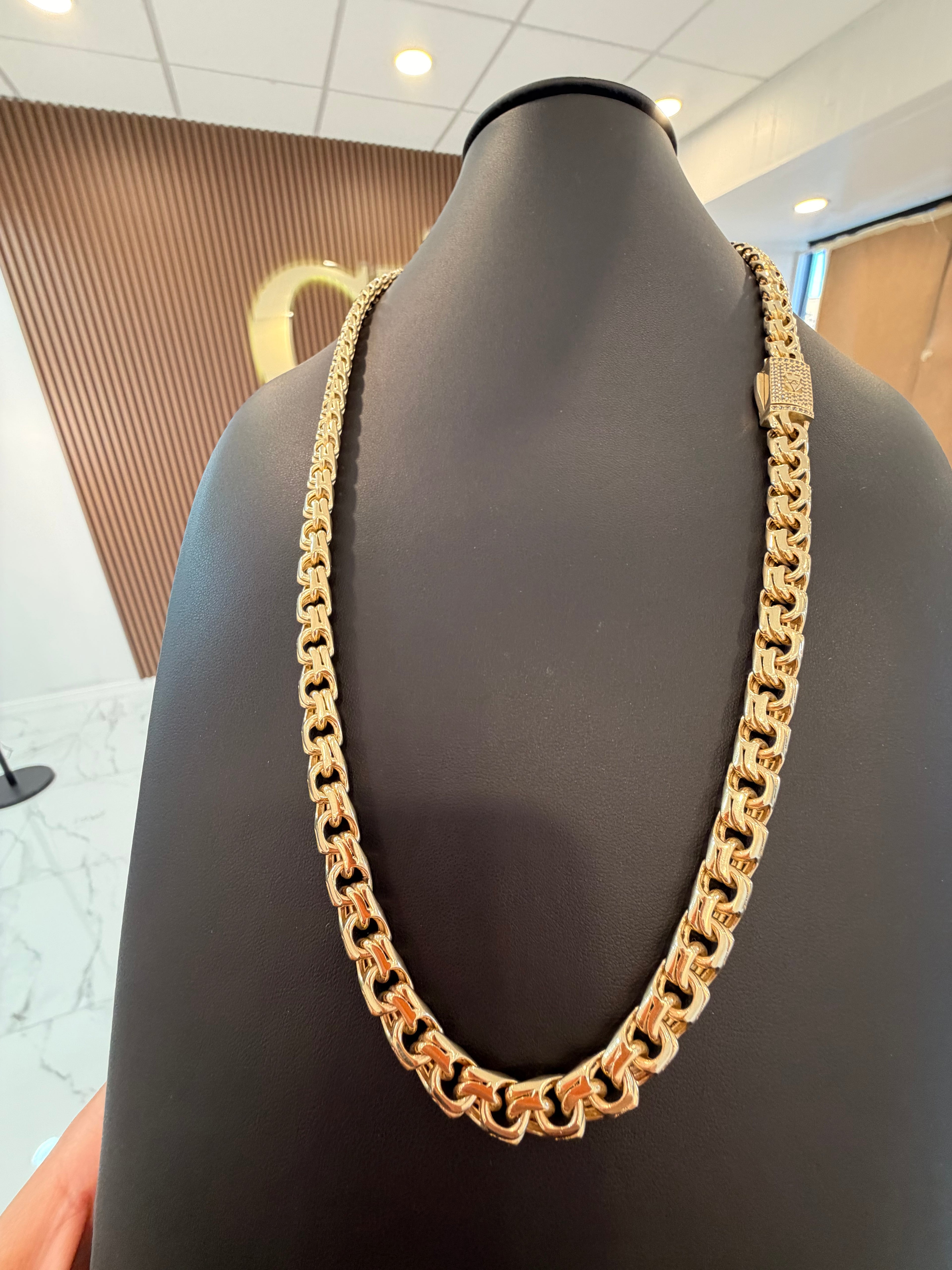CADENA TEJIDO CHINO SEMI SÓLIDA ORO 10K