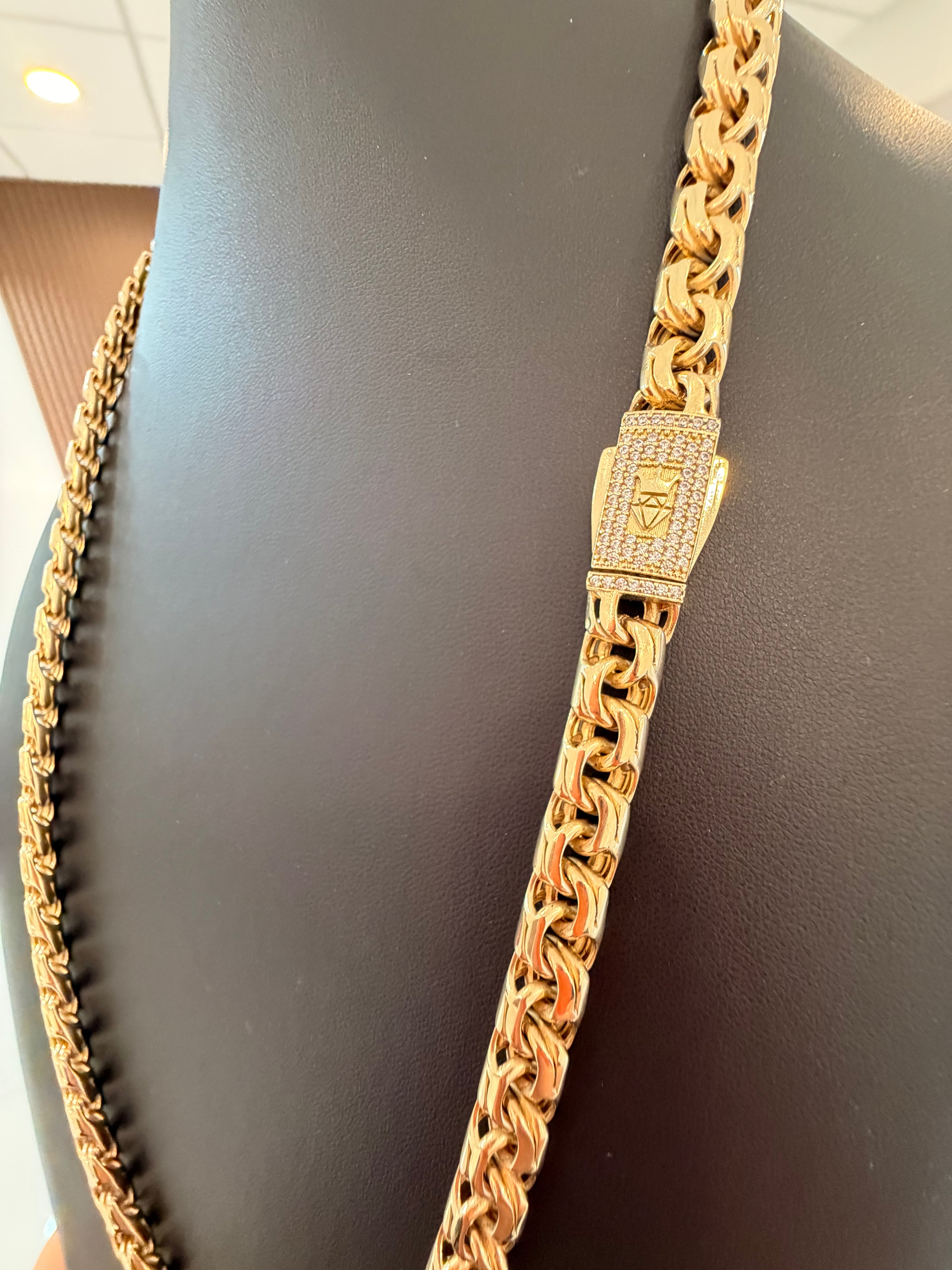 CADENA TEJIDO CHINO SEMI SÓLIDA ORO 10K