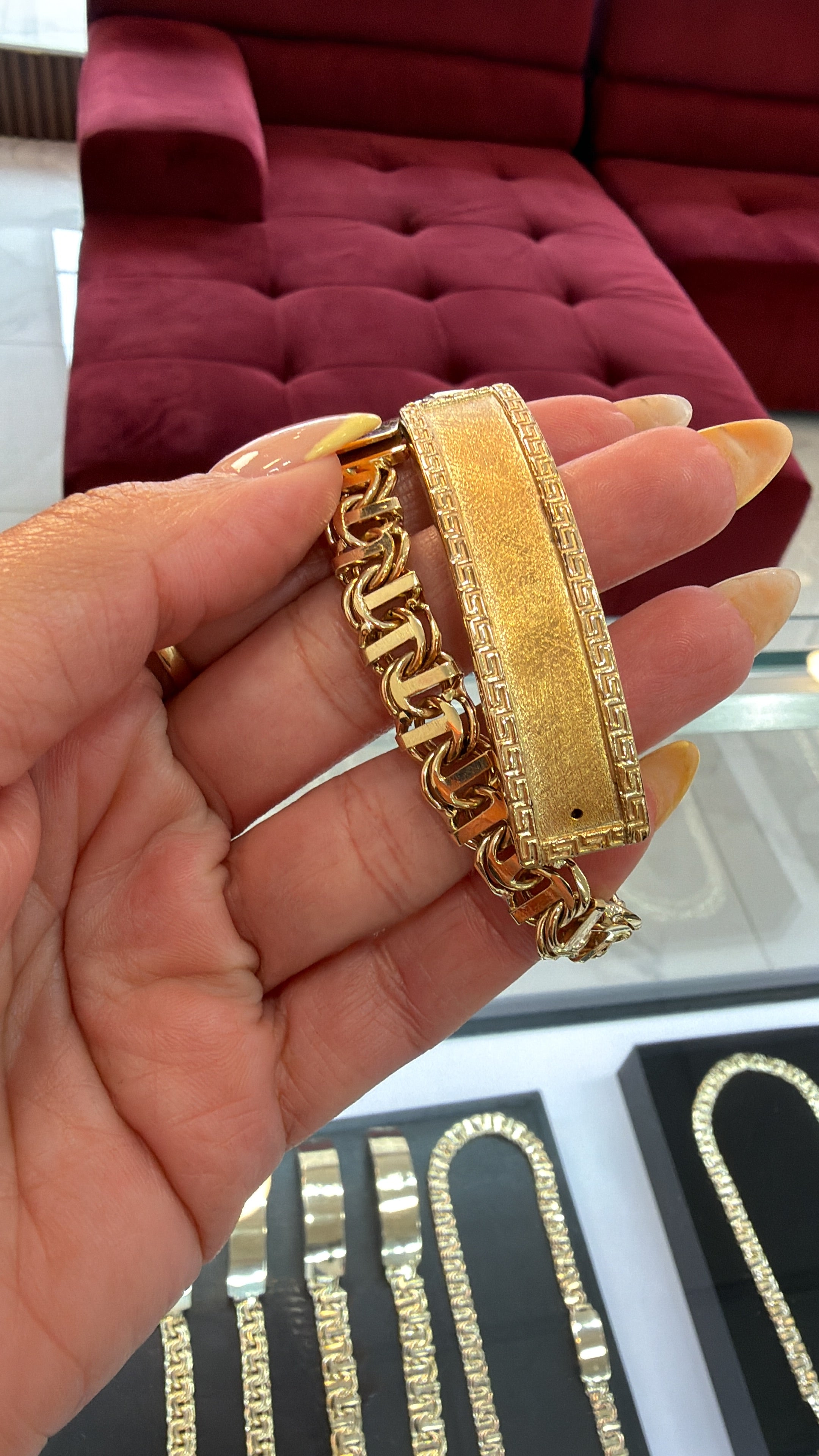 Pulsera tejido chino bar Oro 10k