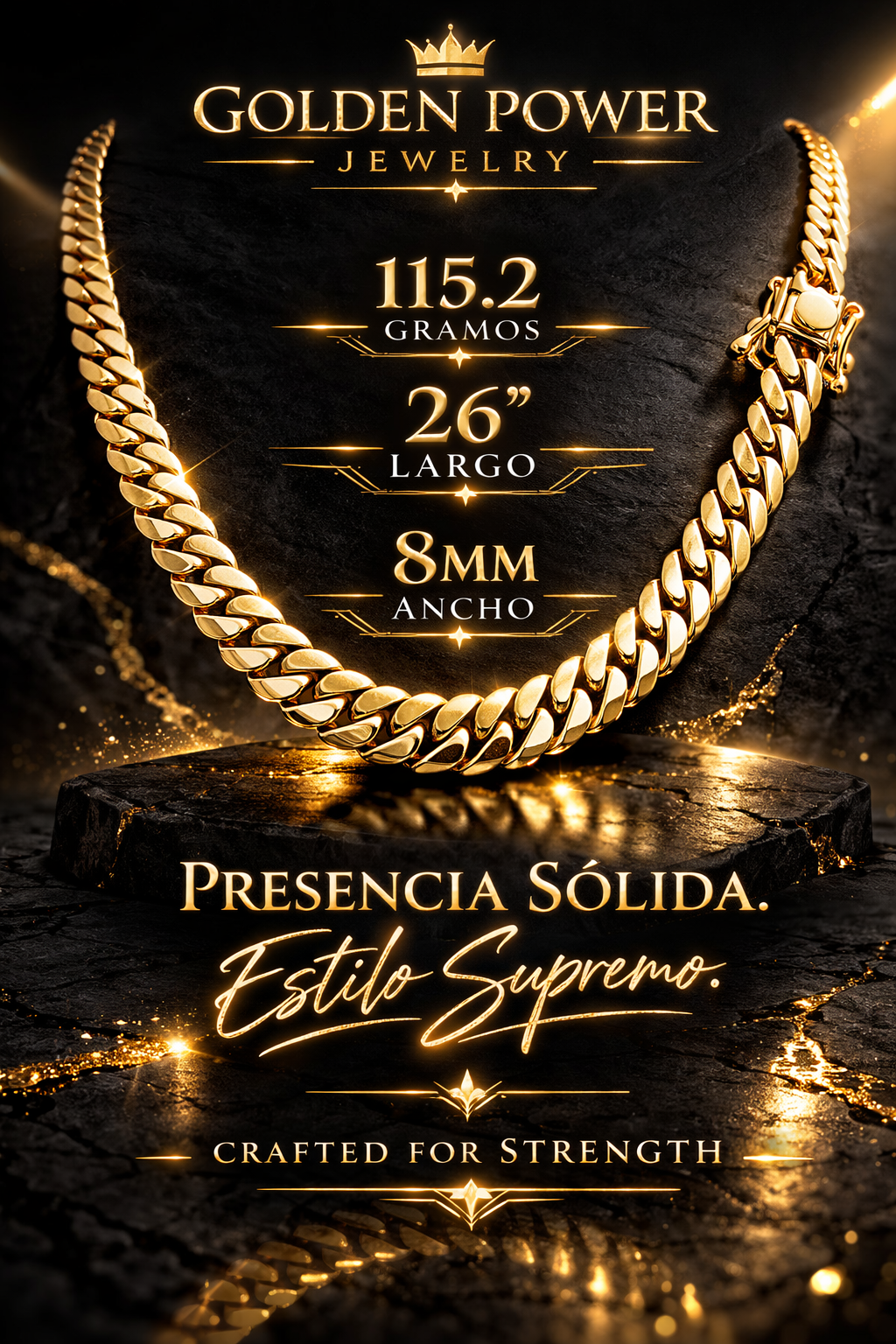Cadena Cubana 10K 8mm – 26” | 115.2g