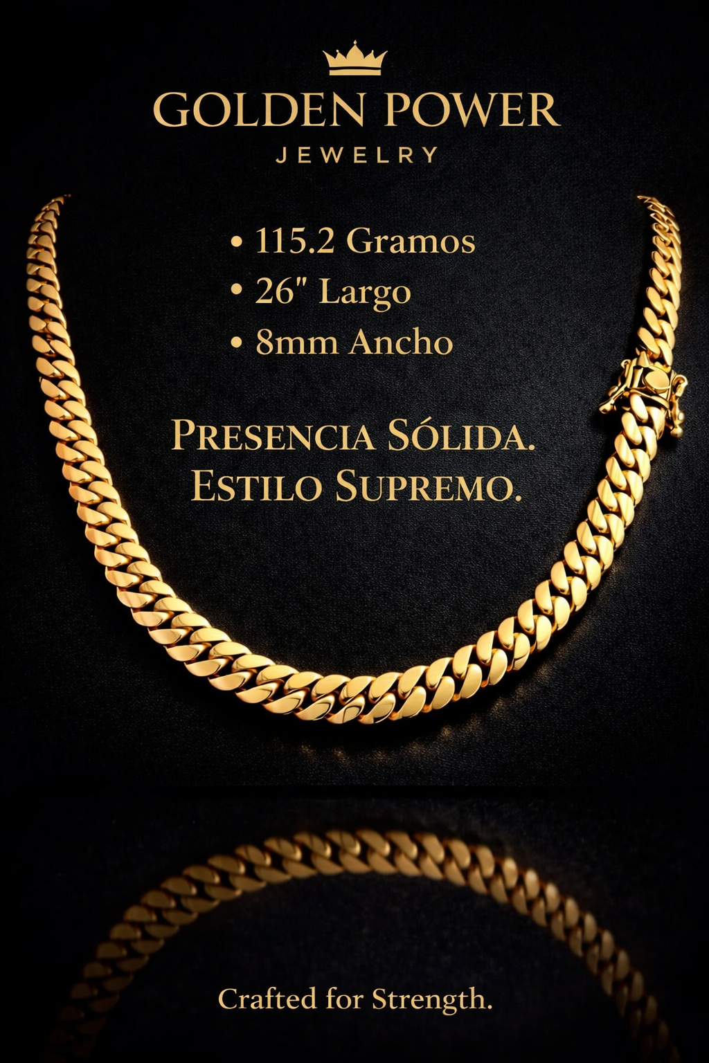 Cadena Cubana 10K 8mm – 26” | 115.2g